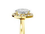Yellow gold Round Cut Halo Diamond Ring with Solitaire Band and Prong Setting_18