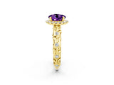 Yellow gold Round Cut Halo Diamond Solitaire with Filigree Band and Four-Prong Setting_2