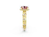 Yellow gold Round Cut Halo Diamond Solitaire with Filigree Band and Four-Prong Setting_2