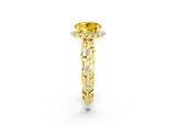 Yellow gold Round Cut Halo Diamond Solitaire with Filigree Band and Four-Prong Setting_2
