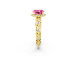 Yellow gold Round Cut Halo Diamond Solitaire with Filigree Band and Four-Prong Setting_2