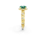 Yellow gold Round Cut Halo Diamond Solitaire with Filigree Band and Four-Prong Setting_2