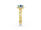 Yellow gold Round Cut Halo Diamond Solitaire with Filigree Band and Four-Prong Setting_2