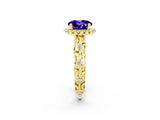Yellow gold Round Cut Halo Diamond Solitaire with Filigree Band and Four-Prong Setting_2