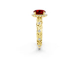 Yellow gold Round Cut Halo Diamond Solitaire with Filigree Band and Four-Prong Setting_2