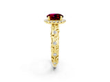 Yellow gold Round Cut Halo Diamond Solitaire with Filigree Band and Four-Prong Setting_2
