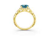 Yellow gold Round Cut Halo Diamond Solitaire with Filigree Band and Four-Prong Setting_3