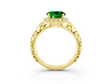 Yellow gold Round Cut Halo Diamond Solitaire with Filigree Band and Four-Prong Setting_3