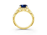 Yellow gold Round Cut Halo Diamond Solitaire with Filigree Band and Four-Prong Setting_3
