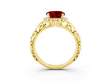 Yellow gold Round Cut Halo Diamond Solitaire with Filigree Band and Four-Prong Setting_3