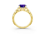 Yellow gold Round Cut Halo Diamond Solitaire with Filigree Band and Four-Prong Setting_3
