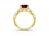 Yellow gold Round Cut Halo Diamond Solitaire with Filigree Band and Four-Prong Setting_3