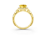 Yellow gold Round Cut Halo Diamond Solitaire with Filigree Band and Four-Prong Setting_3