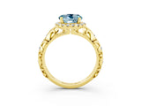 Yellow gold Round Cut Halo Diamond Solitaire with Filigree Band and Four-Prong Setting_3