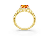 Yellow gold Round Cut Halo Diamond Solitaire with Filigree Band and Four-Prong Setting_3