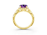 Yellow gold Round Cut Halo Diamond Solitaire with Filigree Band and Four-Prong Setting_3