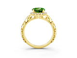Yellow gold Round Cut Halo Diamond Solitaire with Filigree Band and Four-Prong Setting_3