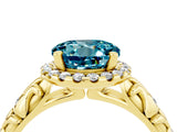 Yellow gold Round Cut Halo Diamond Solitaire with Filigree Band and Four-Prong Setting_4