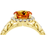 Yellow gold Round Cut Halo Diamond Solitaire with Filigree Band and Four-Prong Setting_4