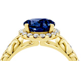 Yellow gold Round Cut Halo Diamond Solitaire with Filigree Band and Four-Prong Setting_4