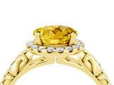 Yellow gold Round Cut Halo Diamond Solitaire with Filigree Band and Four-Prong Setting_4