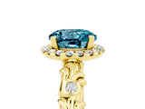 Yellow gold Round Cut Halo Diamond Solitaire with Filigree Band and Four-Prong Setting_5
