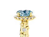 Yellow gold Round Cut Halo Diamond Solitaire with Filigree Band and Four-Prong Setting_5