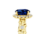 Yellow gold Round Cut Halo Diamond Solitaire with Filigree Band and Four-Prong Setting_5
