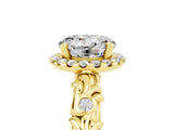 Yellow gold Round Cut Halo Diamond Solitaire with Filigree Band and Four-Prong Setting_5