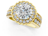 Yellow gold Round Cut Halo Diamond Split Shank Ring with Scalloped Prong Setting_4