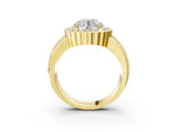Yellow gold Round Cut Halo Diamond Split Shank Ring with Scalloped Prong Setting_6