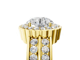 Yellow gold Round Cut Halo Diamond Split Shank Ring with Scalloped Prong Setting_8