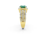 Yellow gold Round Cut Halo Green Sapphire Ring with Split Shank and Four-Prong Setting_2