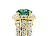 Yellow gold Round Cut Halo Green Sapphire Ring with Split Shank and Four-Prong Setting_5