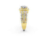 Yellow gold Round Cut Halo Moissanite Ring with Split Shank and Four-Prong Setting_2
