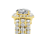 Yellow gold Round Cut Halo Moissanite Ring with Split Shank and Four-Prong Setting_5