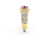 Yellow gold Round Cut Halo Morganite Ring with Split Shank and Four-Prong Setting_2