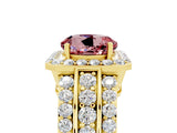 Yellow gold Round Cut Halo Morganite Ring with Split Shank and Four-Prong Setting_5
