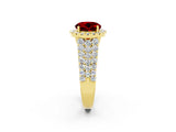 Yellow gold Round Cut Halo Pavé Diamond Engagement Ring with Split Shank and Four-Prong Setting_2