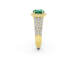 Yellow gold Round Cut Halo Pavé Diamond Engagement Ring with Split Shank and Four-Prong Setting_2