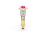 Yellow gold Round Cut Halo Pavé Diamond Engagement Ring with Split Shank and Four-Prong Setting_2