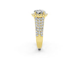 Yellow gold Round Cut Halo Pavé Diamond Engagement Ring with Split Shank and Four-Prong Setting_2