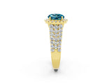 Yellow gold Round Cut Halo Pavé Diamond Engagement Ring with Split Shank and Four-Prong Setting_2