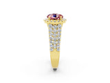 Yellow gold Round Cut Halo Pavé Diamond Engagement Ring with Split Shank and Four-Prong Setting_2