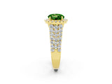 Yellow gold Round Cut Halo Pavé Diamond Engagement Ring with Split Shank and Four-Prong Setting_2