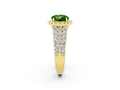 Yellow gold Round Cut Halo Pavé Diamond Engagement Ring with Split Shank and Four-Prong Setting_2