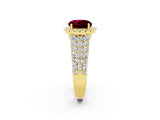 Yellow gold Round Cut Halo Pavé Diamond Engagement Ring with Split Shank and Four-Prong Setting_2