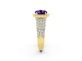 Yellow gold Round Cut Halo Pavé Diamond Engagement Ring with Split Shank and Four-Prong Setting_2