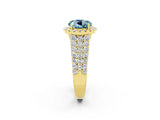 Yellow gold Round Cut Halo Pavé Diamond Engagement Ring with Split Shank and Four-Prong Setting_2