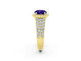 Yellow gold Round Cut Halo Pavé Diamond Engagement Ring with Split Shank and Four-Prong Setting_2